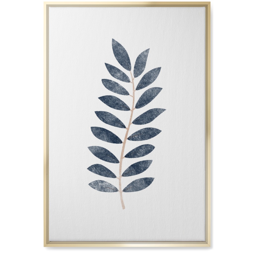 Botanical Leaf Iii Wall Art, Gold, Single piece, Canvas, 20x30, Blue, Storm