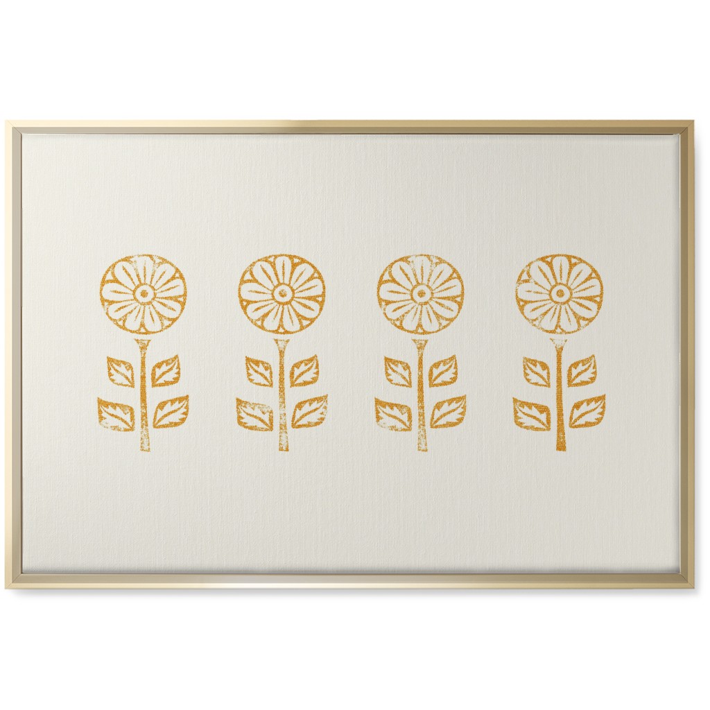 Floral Block Print Ii Wall Art, Gold, Single piece, Canvas, 20x30, Yellow, Marigold