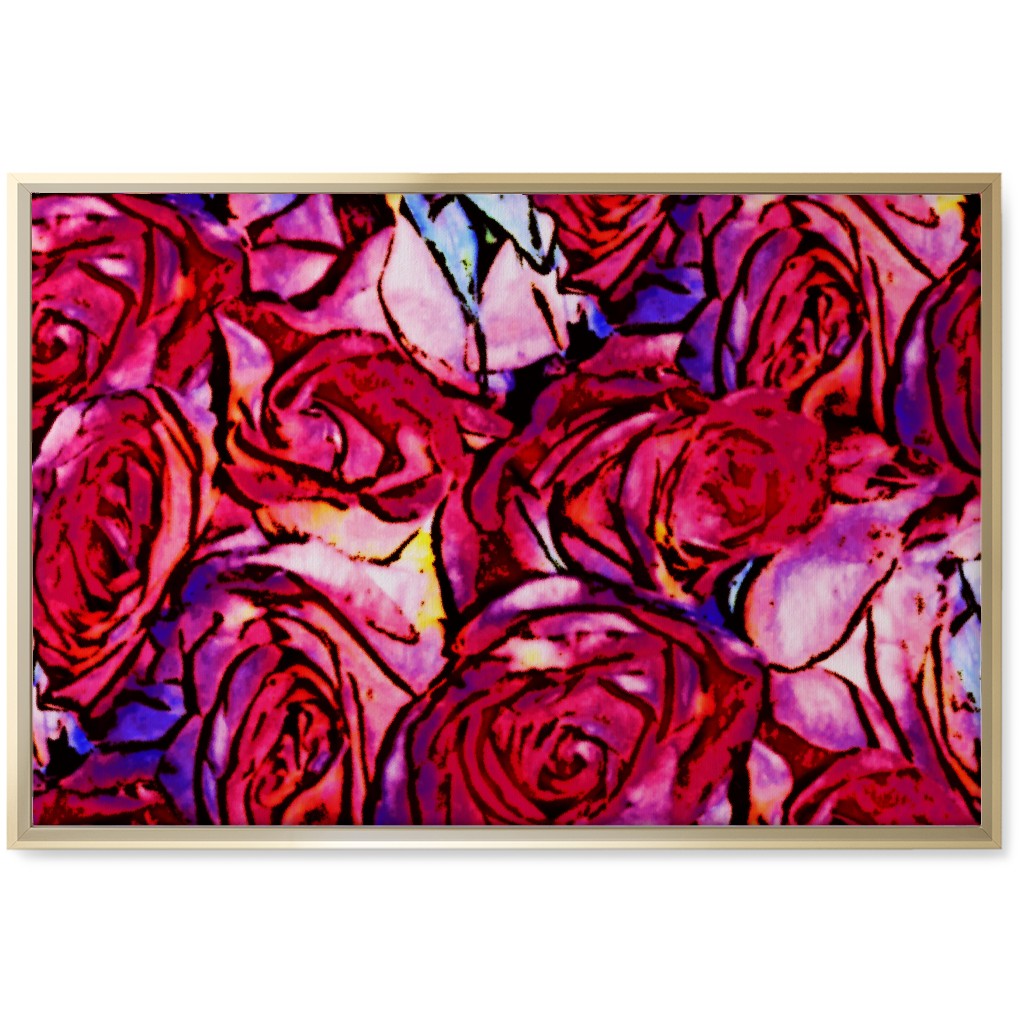 David's Roses - Pink Wall Art, Gold, Single piece, Canvas, 20x30, Pink, Bright Pink
