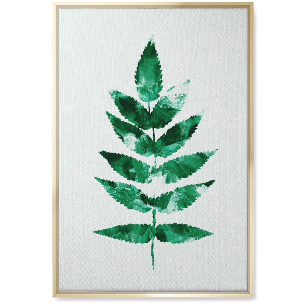 Botanical Leaf Wall Art, Gold, Single piece, Canvas, 20x30, Green