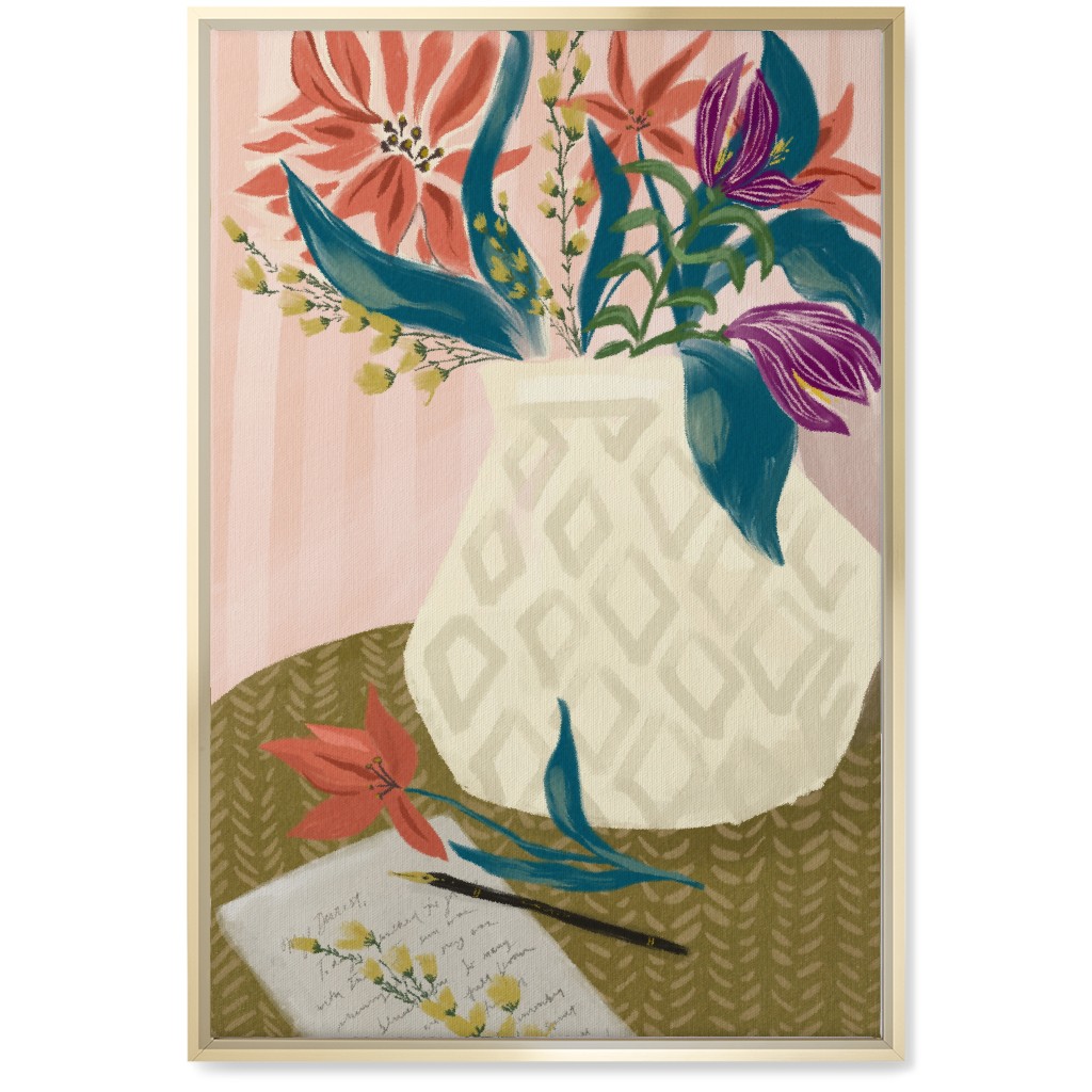 Letter and Lilies - Multi Wall Art, Gold, Single piece, Canvas, 20x30, Multicolor