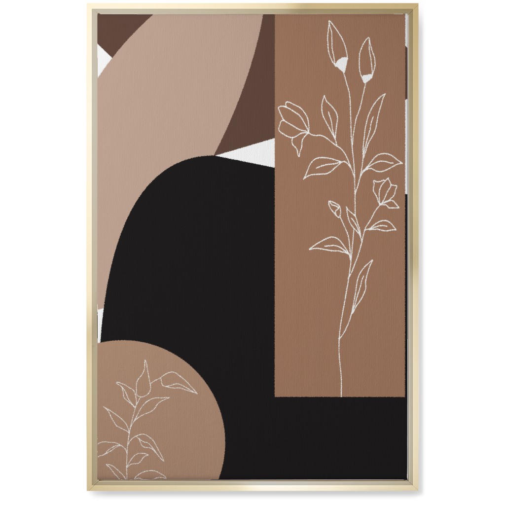 Botanical Abstract - Neutral Wall Art, Gold, Single piece, Canvas, 20x30, Beige