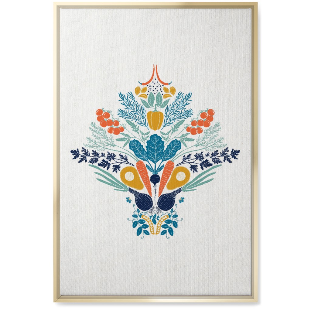Vegatables Wall Art, Gold, Single piece, Canvas, 20x30, Multicolor, White