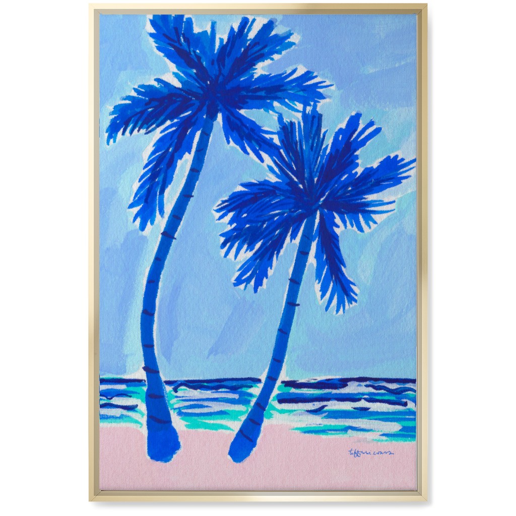 Palm Beach Vibes - Blue Wall Art, Gold, Single piece, Canvas, 20x30, Blue