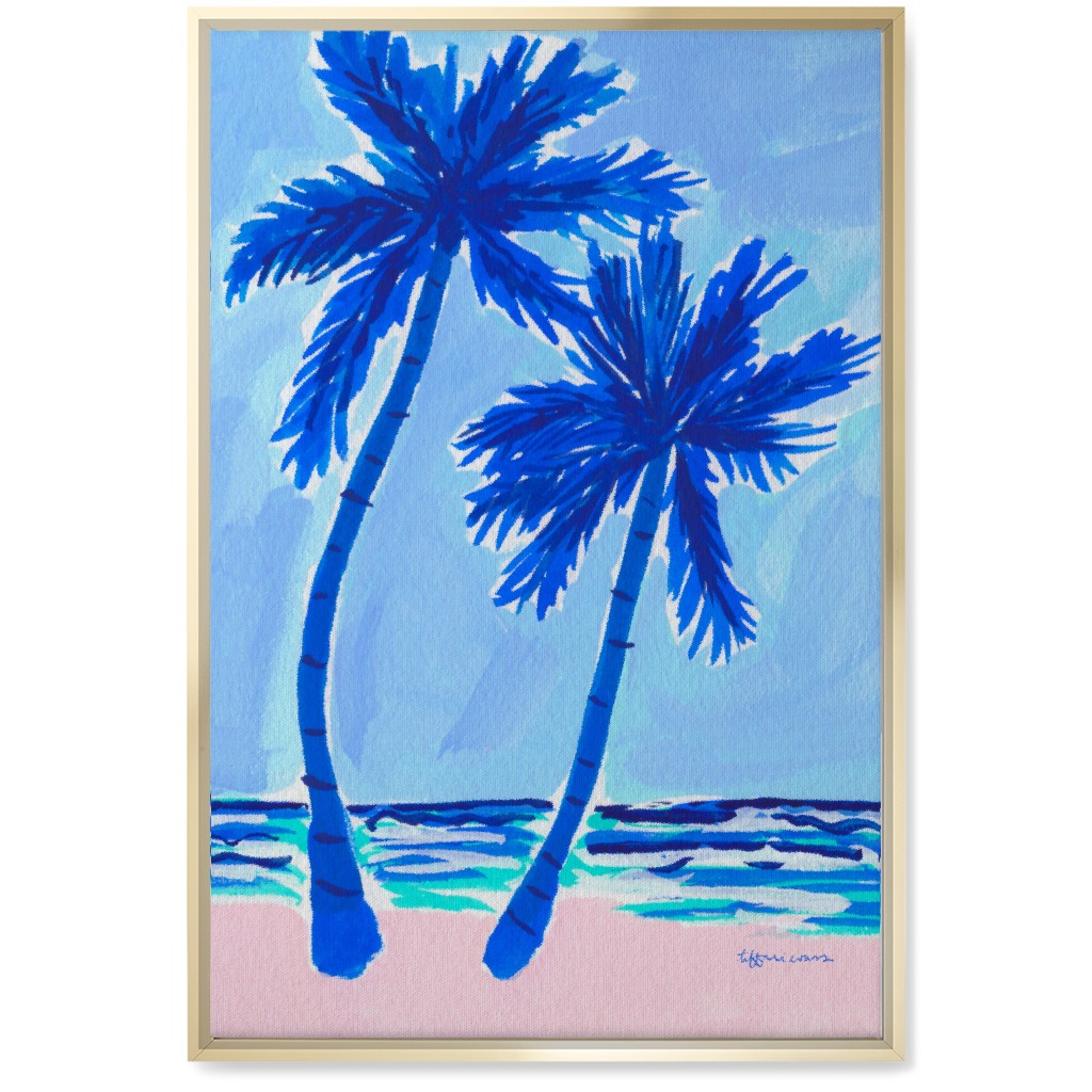 Palm Beach Vibes - Blue Wall Art, Gold, Single piece, Canvas, 20x30, Blue, True Blue