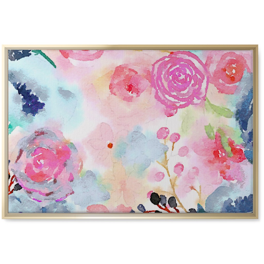 Spring Dreams - Watercolor Floral - Multi Wall Art, Gold, Single piece, Canvas, 20x30, Multicolor