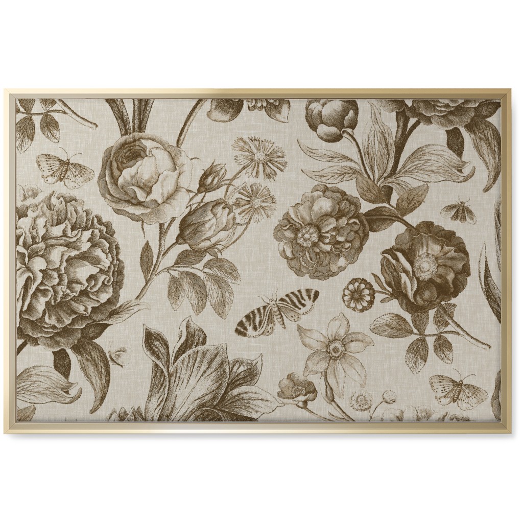 Windsor Botanical in Oyster Wall Art, Gold, Single piece, Canvas, 20x30, Brown, Brown
