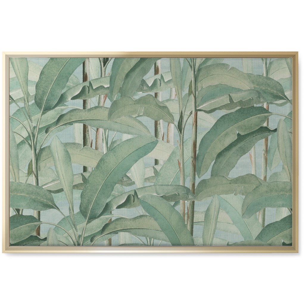 Lush Tropical Leaves Wall Art, Gold, Single piece, Canvas, 20x30, Green, Classic Green