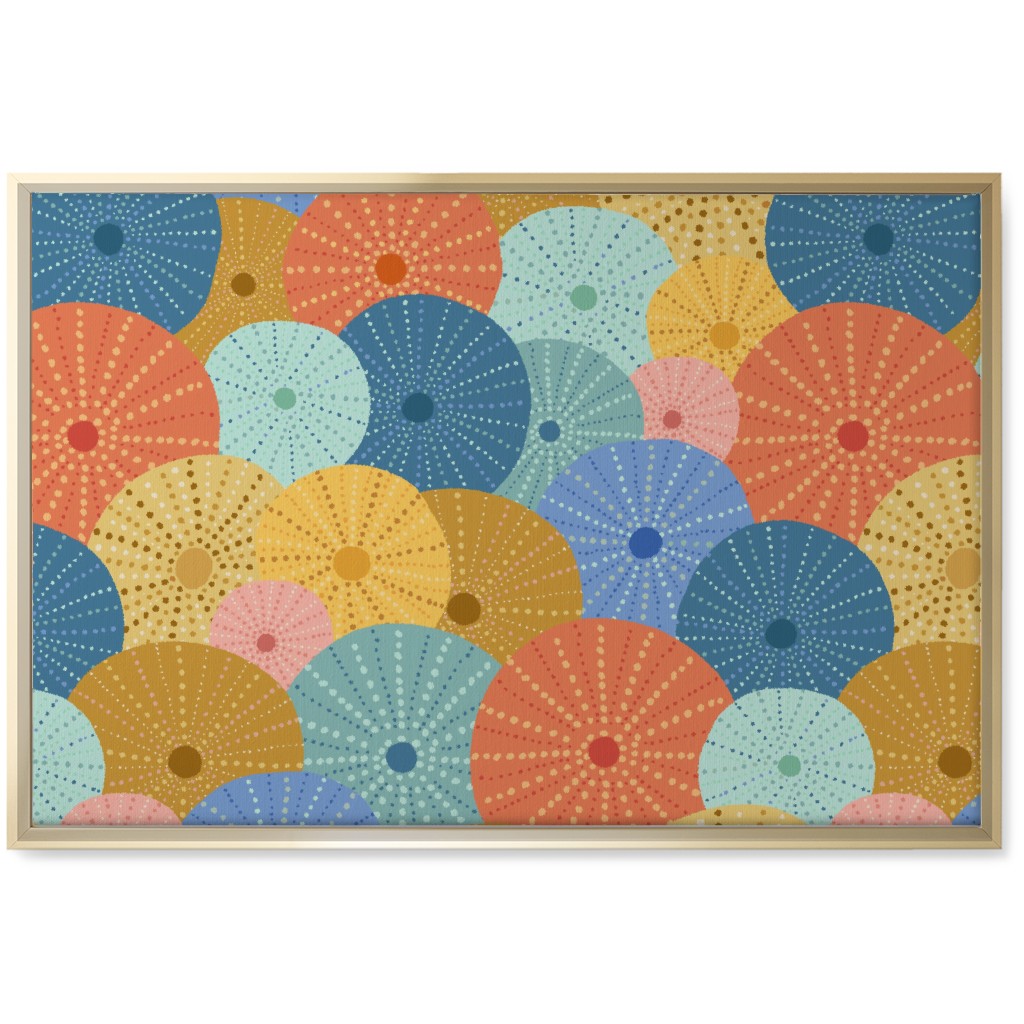 Colorful Sea Urchins Wall Art, Gold, Single piece, Canvas, 20x30, Multicolor