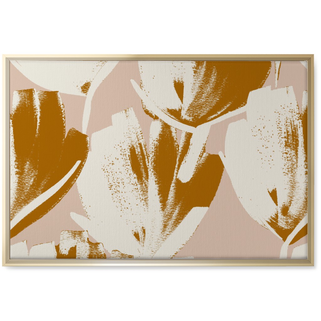 Flowers - Mustard Wall Art, Gold, Single piece, Canvas, 20x30, Pink
