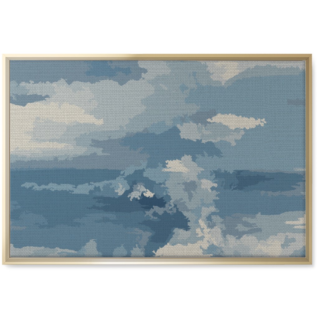 Rough Seas in My Dreams - Blue Wall Art, Gold, Single piece, Canvas, 20x30, Blue, True Blue
