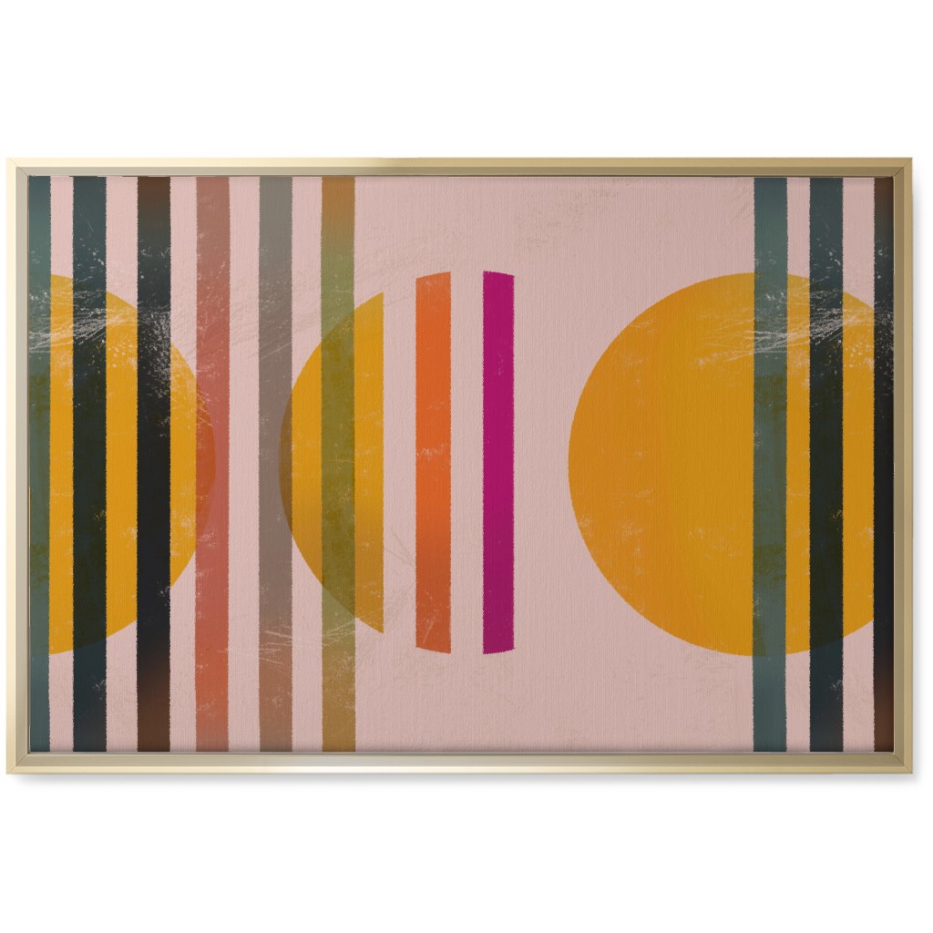 Abstract Cali Sunset - Multi on Pink Wall Art, Gold, Single piece, Canvas, 20x30, Multicolor