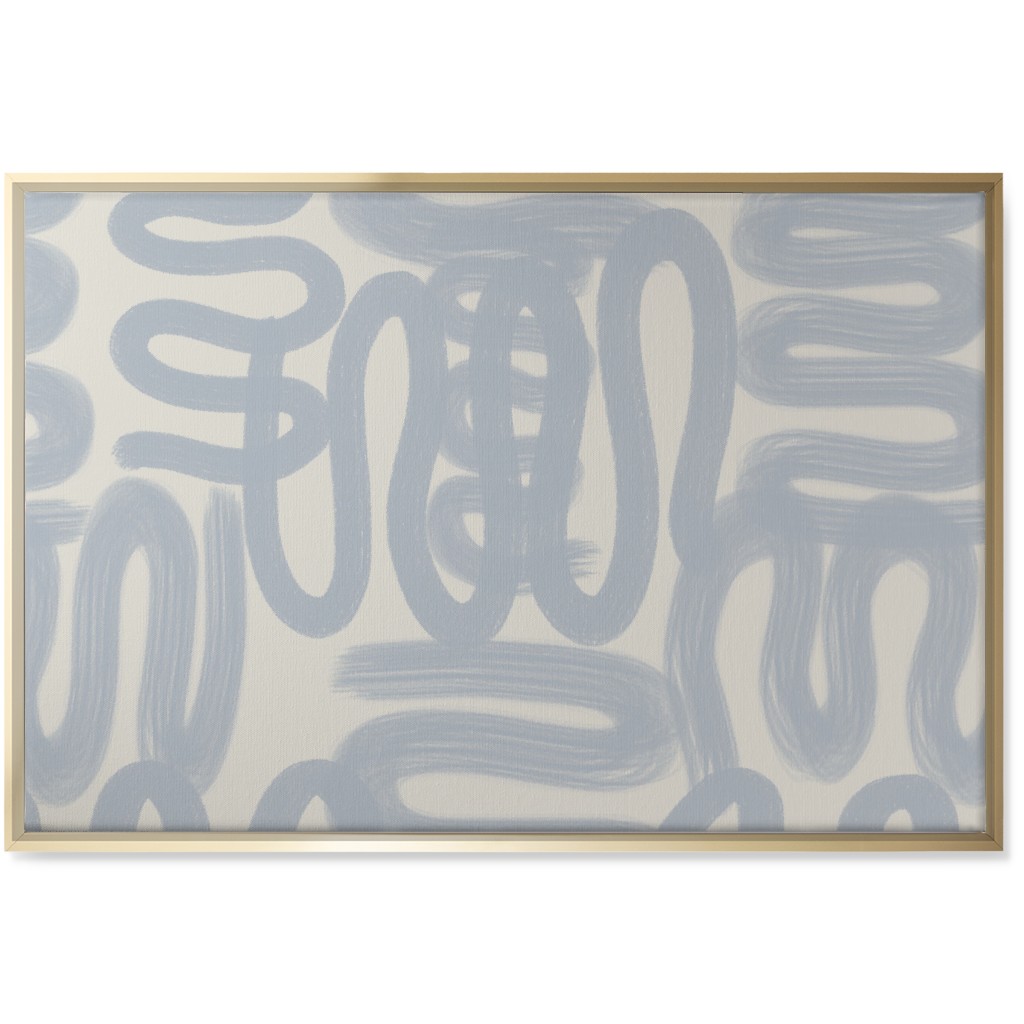 Squiggle - Blue and Cream Wall Art, Gold, Single piece, Canvas, 24x36, Blue