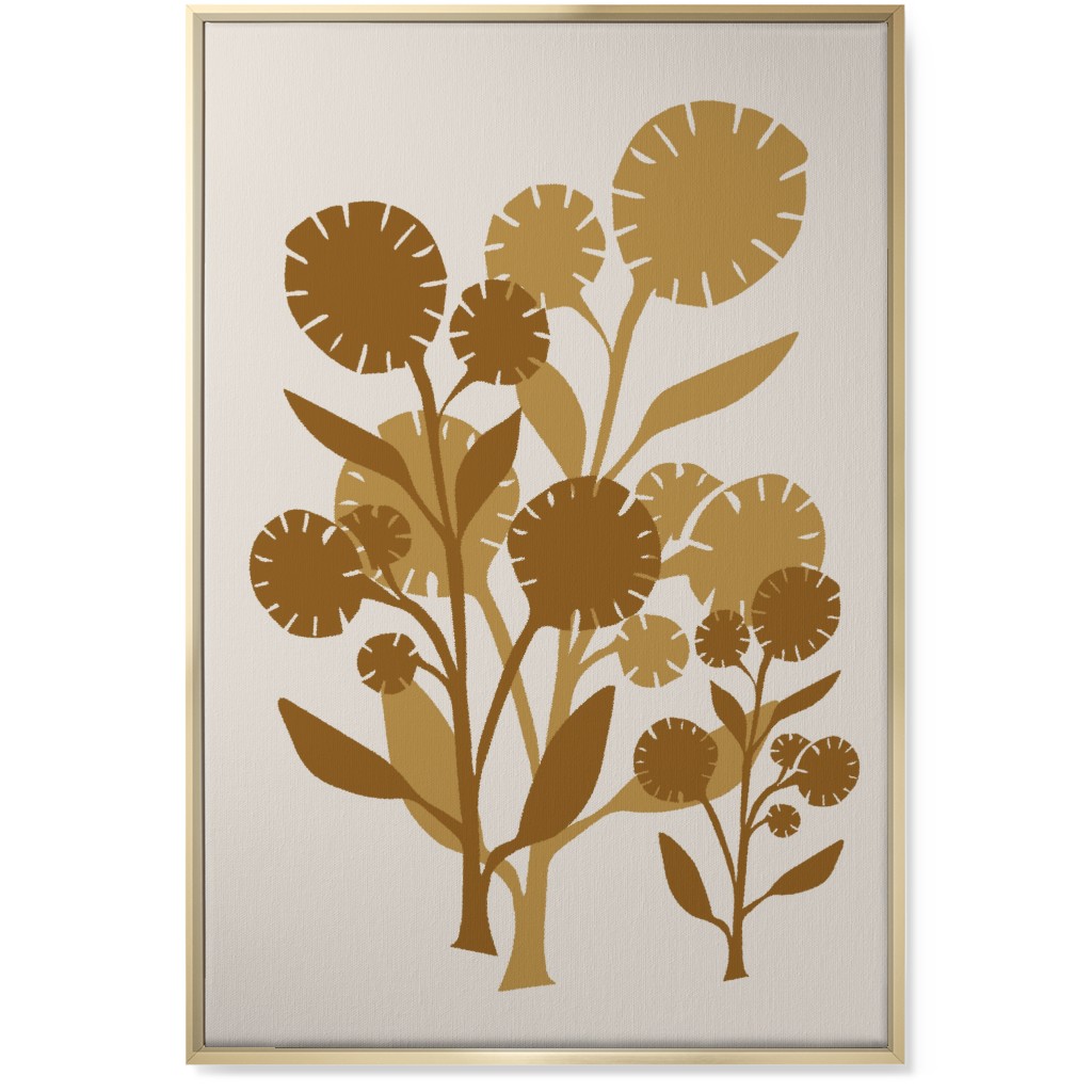 Abstract Flower Wall Art, Gold, Single piece, Canvas, 24x36, Brown