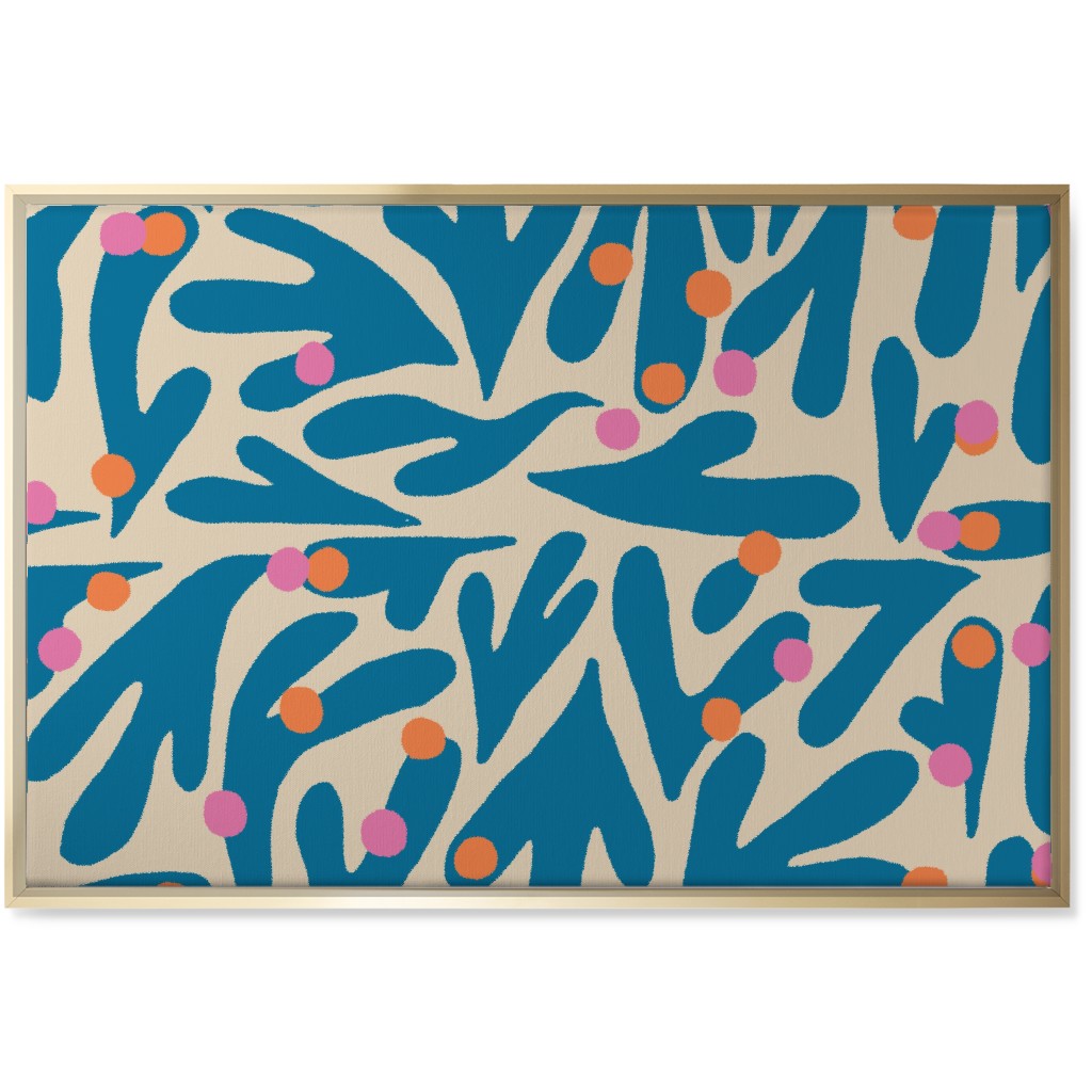 Funky Floral - Blue and White Wall Art, Gold, Single piece, Canvas, 24x36, Blue