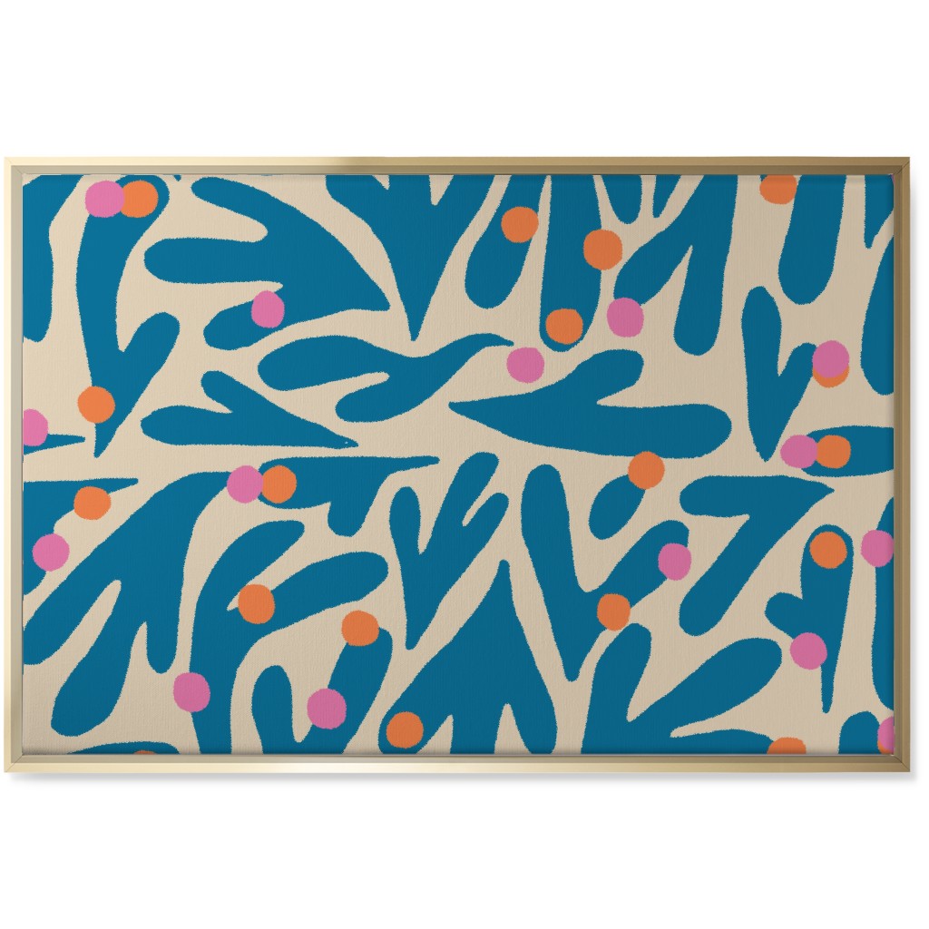 Funky Floral - Blue and White Wall Art, Gold, Single piece, Canvas, 24x36, Blue, True Blue