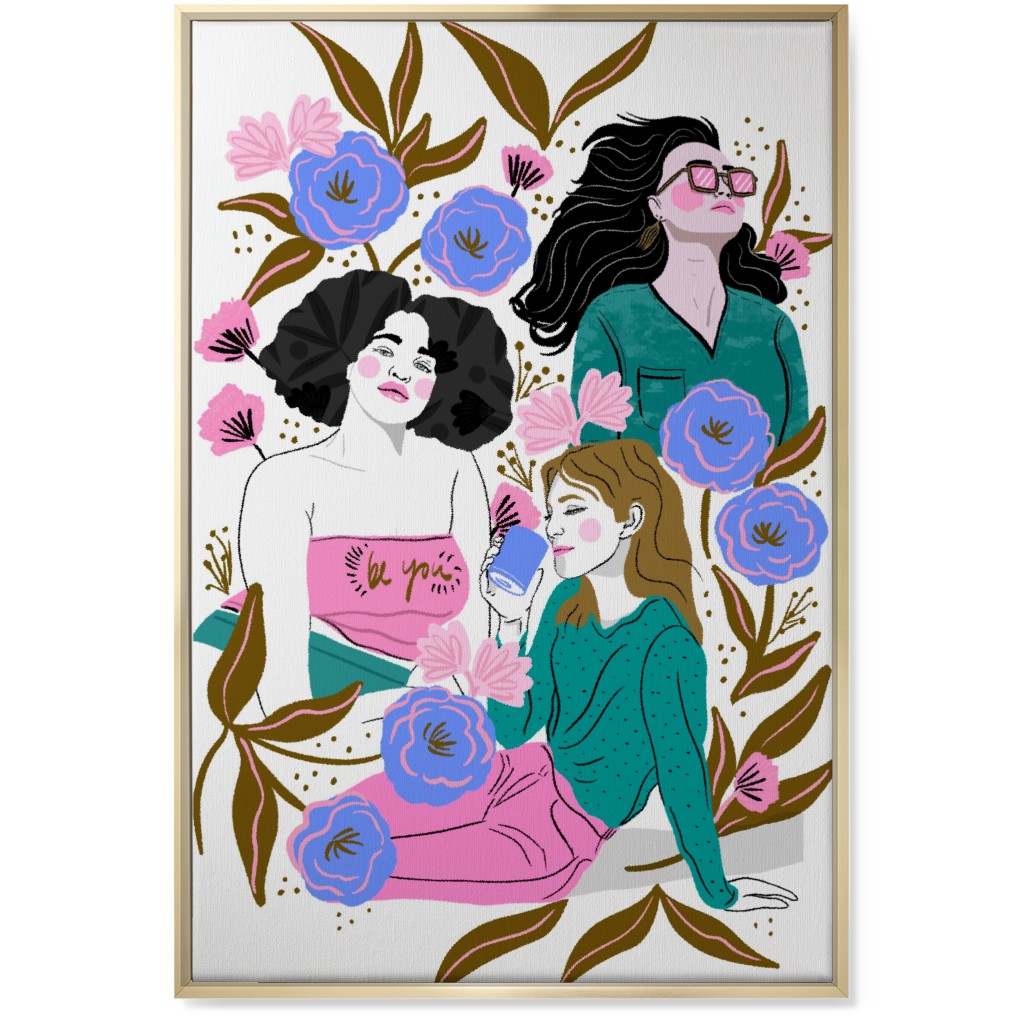 Be You - Portraits With Florals - Multi Wall Art, Gold, Single piece, Canvas, 24x36, Multicolor