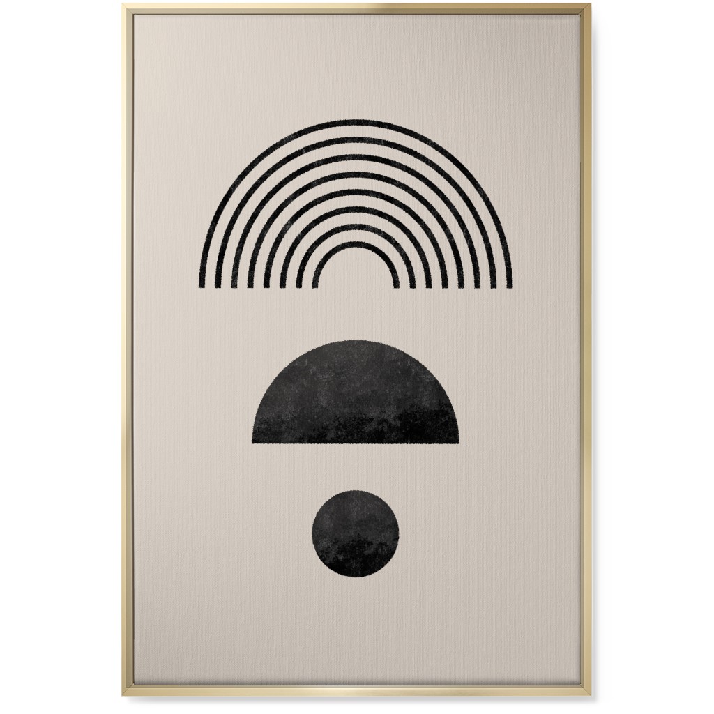 Minimal Rainbow and Geometric - Neutral Wall Art, Gold, Single piece, Canvas, 24x36, Beige