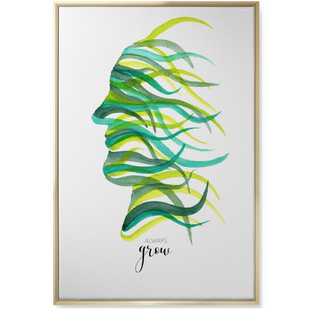 Always Grow - Green Wall Art, Gold, Single piece, Canvas, 24x36, Green