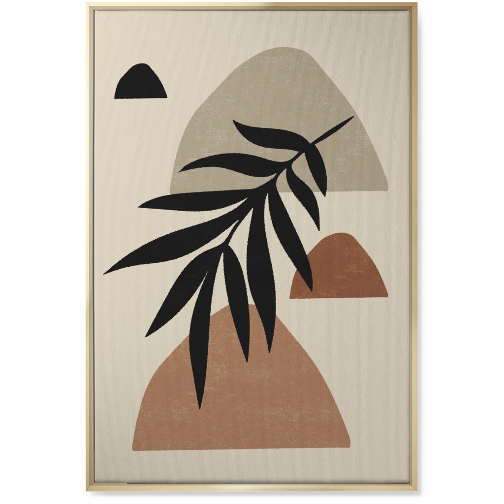 Abstract Palm - Neutral Wall Art, Gold, Single piece, Canvas, 24x36, Beige