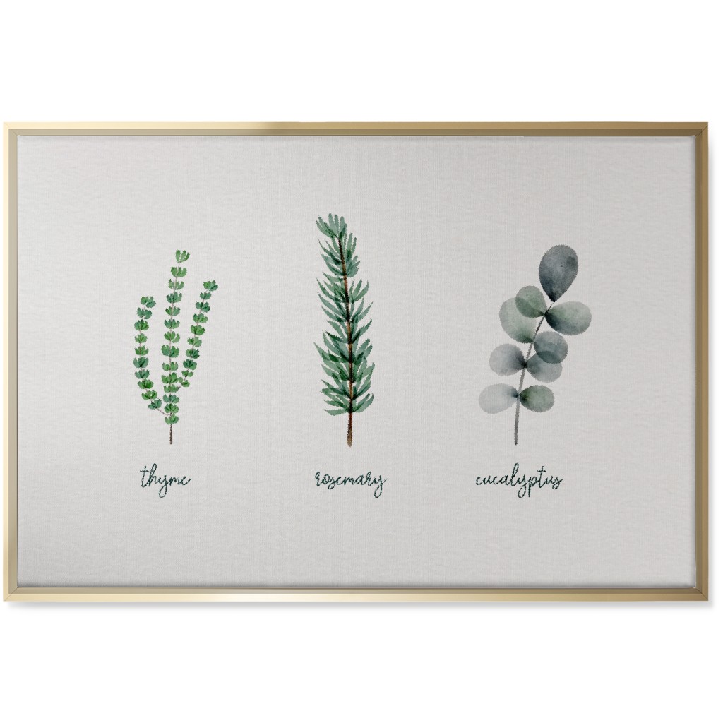 Watercolor Botanicals - Green Wall Art, Gold, Single piece, Canvas, 24x36, Green