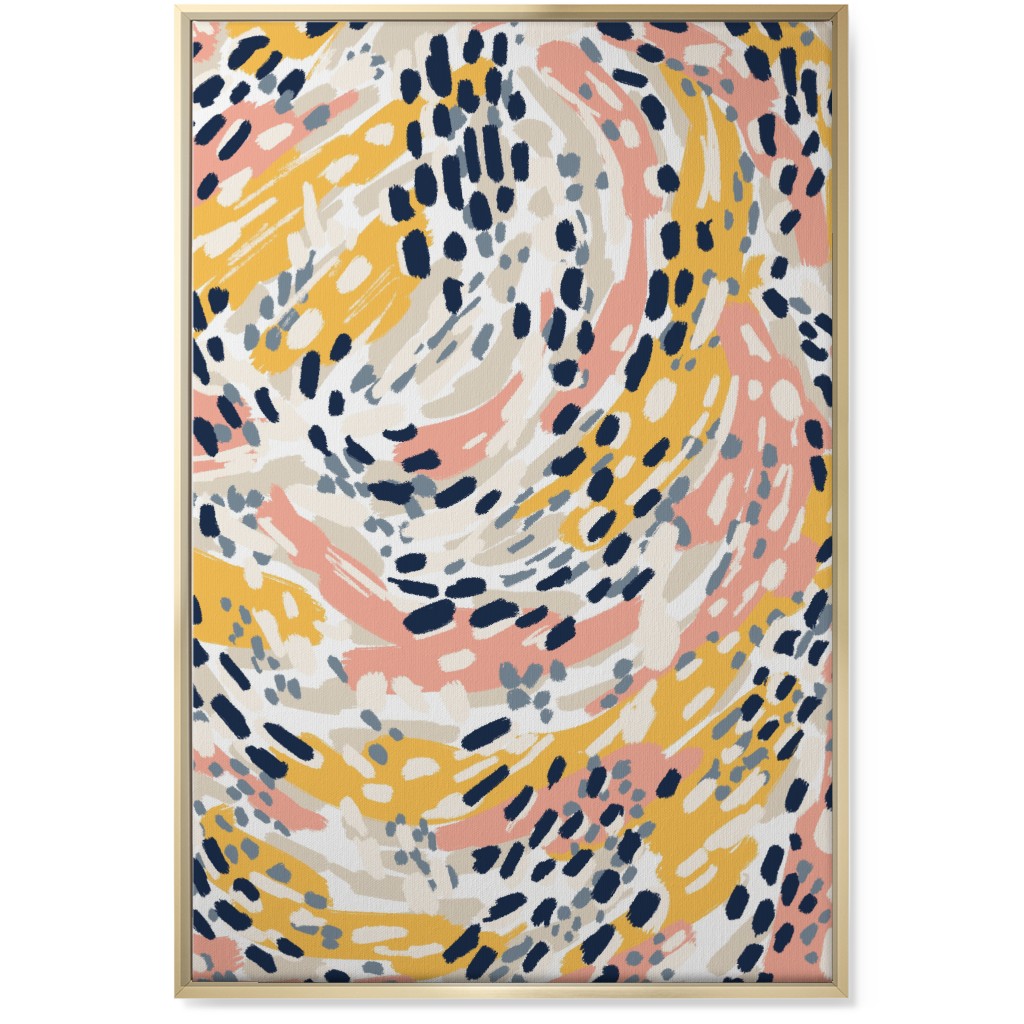 Abstract Painterly Swirls, Dots and Brushstrokes - Multi Wall Art, Gold, Single piece, Canvas, 24x36, Multicolor