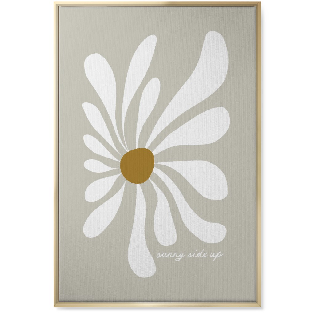 Mod Sunny Side Up Daisy Wall Art, Gold, Single piece, Canvas, 24x36, Gray