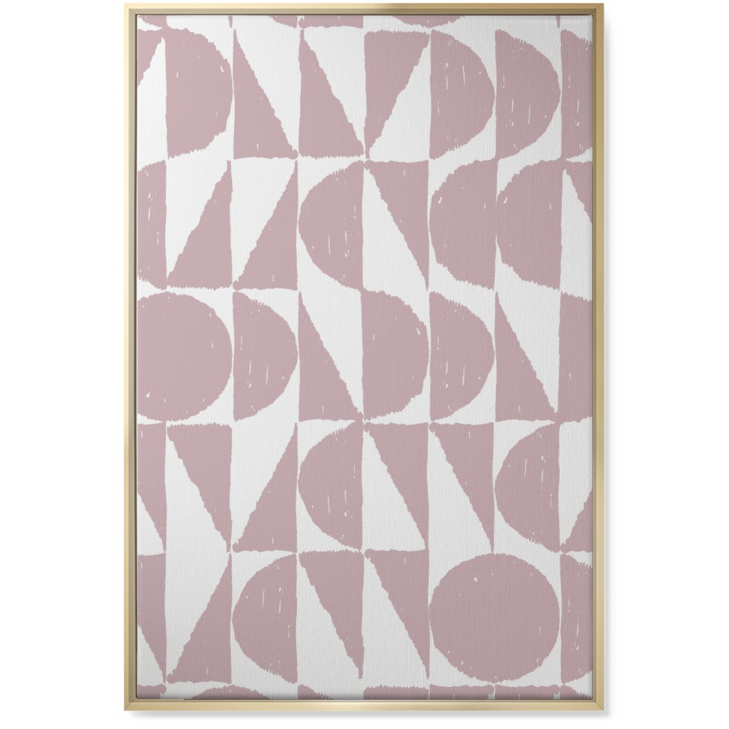Mod Shapes Wall Art, Gold, Single piece, Canvas, 24x36, Pink, White