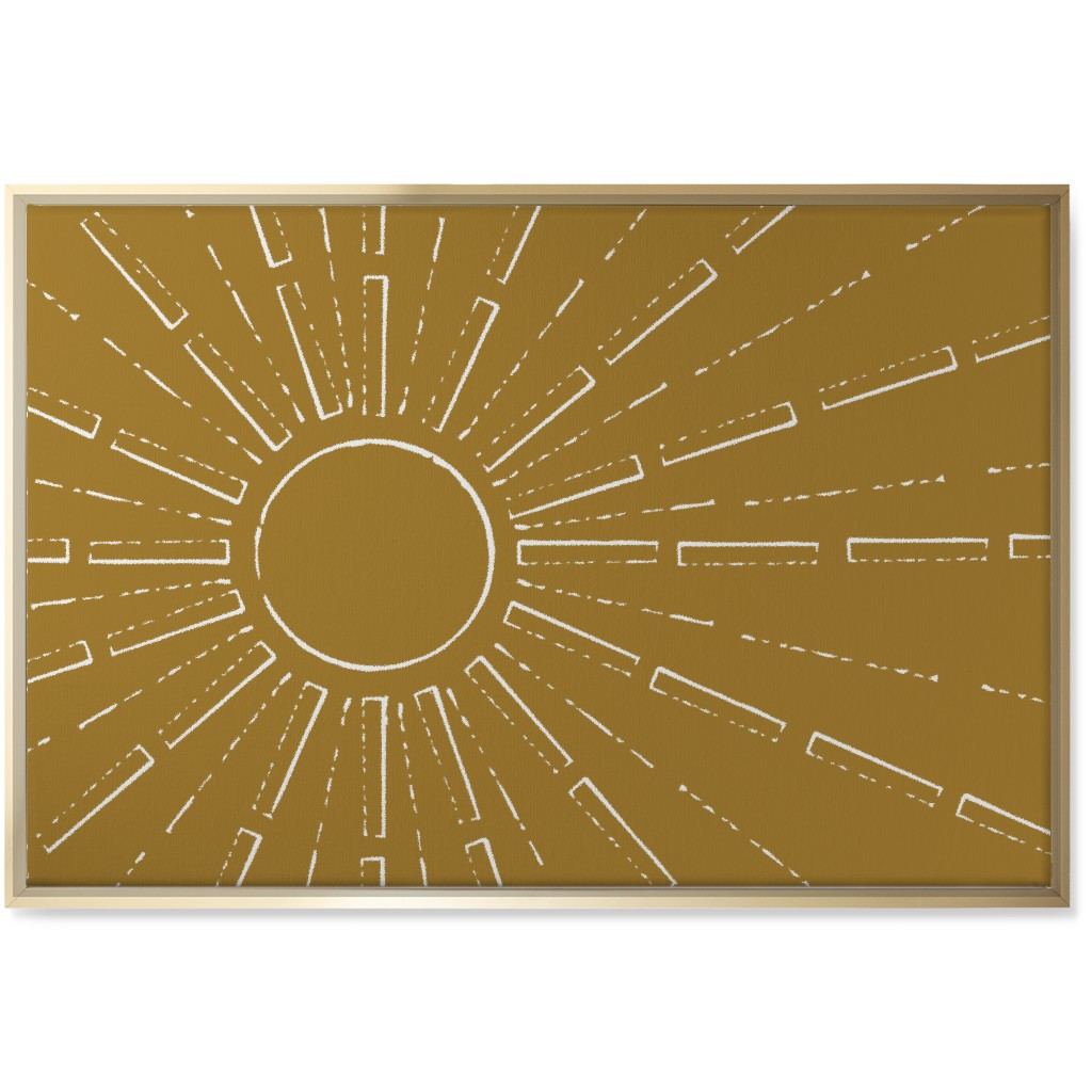 Midcentury Sunburst Wall Art, Gold, Single piece, Canvas, 24x36, Yellow, Golden