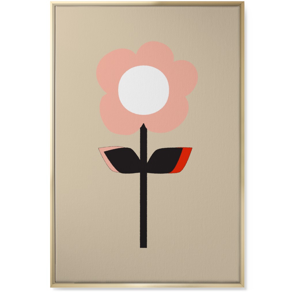 Retro Flower Wall Art, Gold, Single piece, Canvas, 24x36, Pink