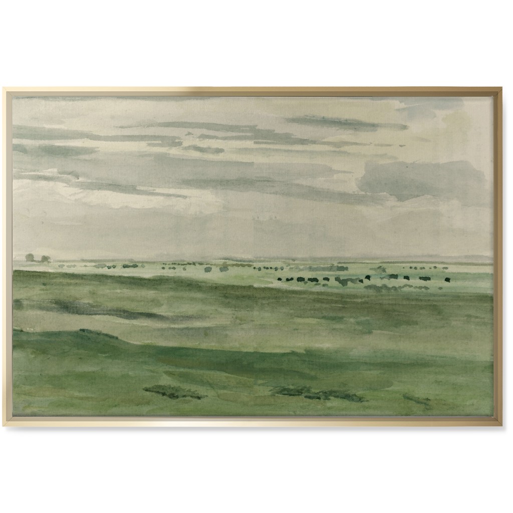 Watercolor Fields Wall Art, Gold, Single piece, Canvas, 24x36, Green, Classic Green