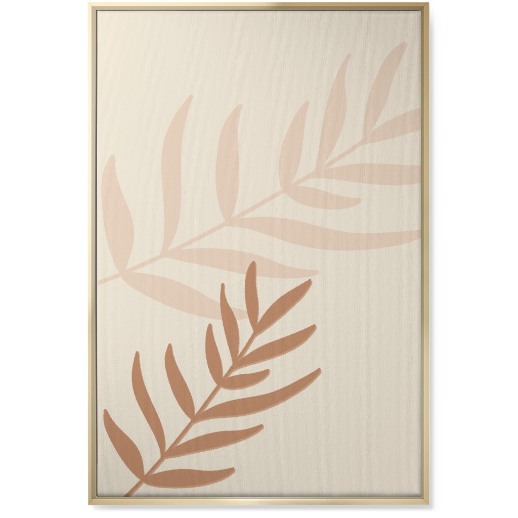 Fern Leaves in Neutral Earth Tones Wall Art, Gold, Single piece, Canvas, 24x36, Beige, Cream