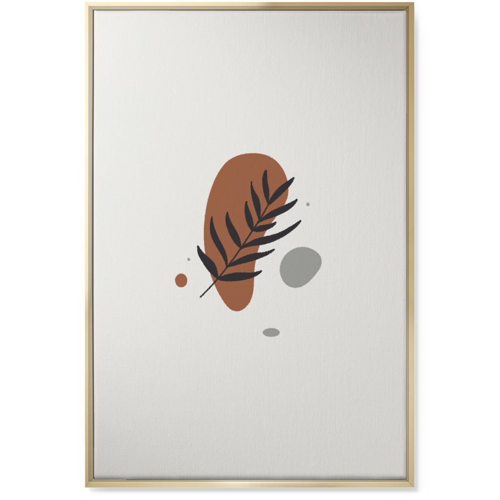 Shapes and Fern Leaf V Wall Art, Gold, Single piece, Canvas, 24x36, Brown, Toast