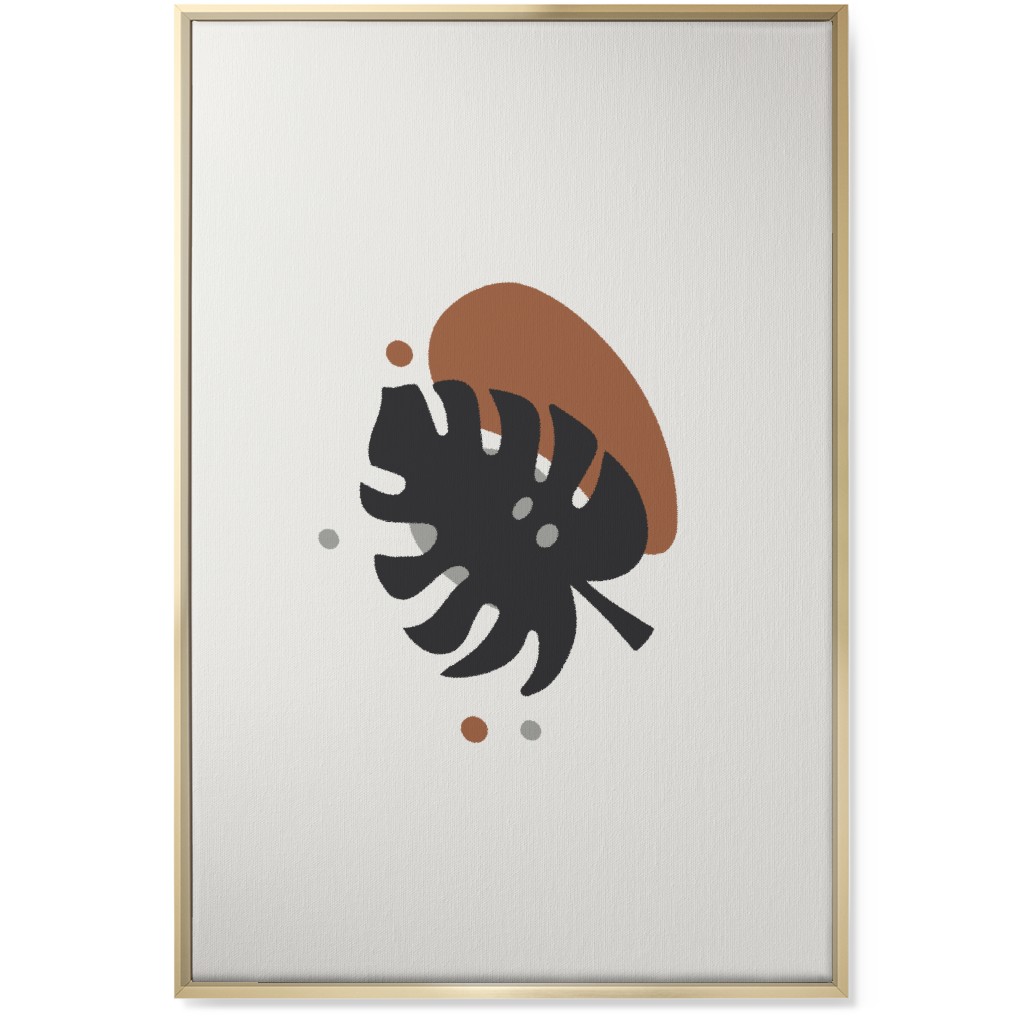 Shapes and Fern Leaf Iii Wall Art, Gold, Single piece, Canvas, 24x36, Brown