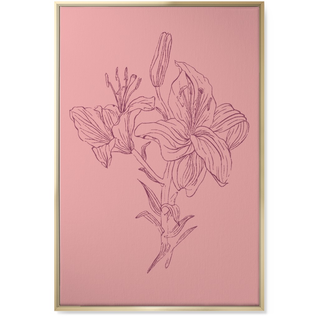 Lily - Pink Wall Art, Gold, Single piece, Canvas, 24x36, Pink