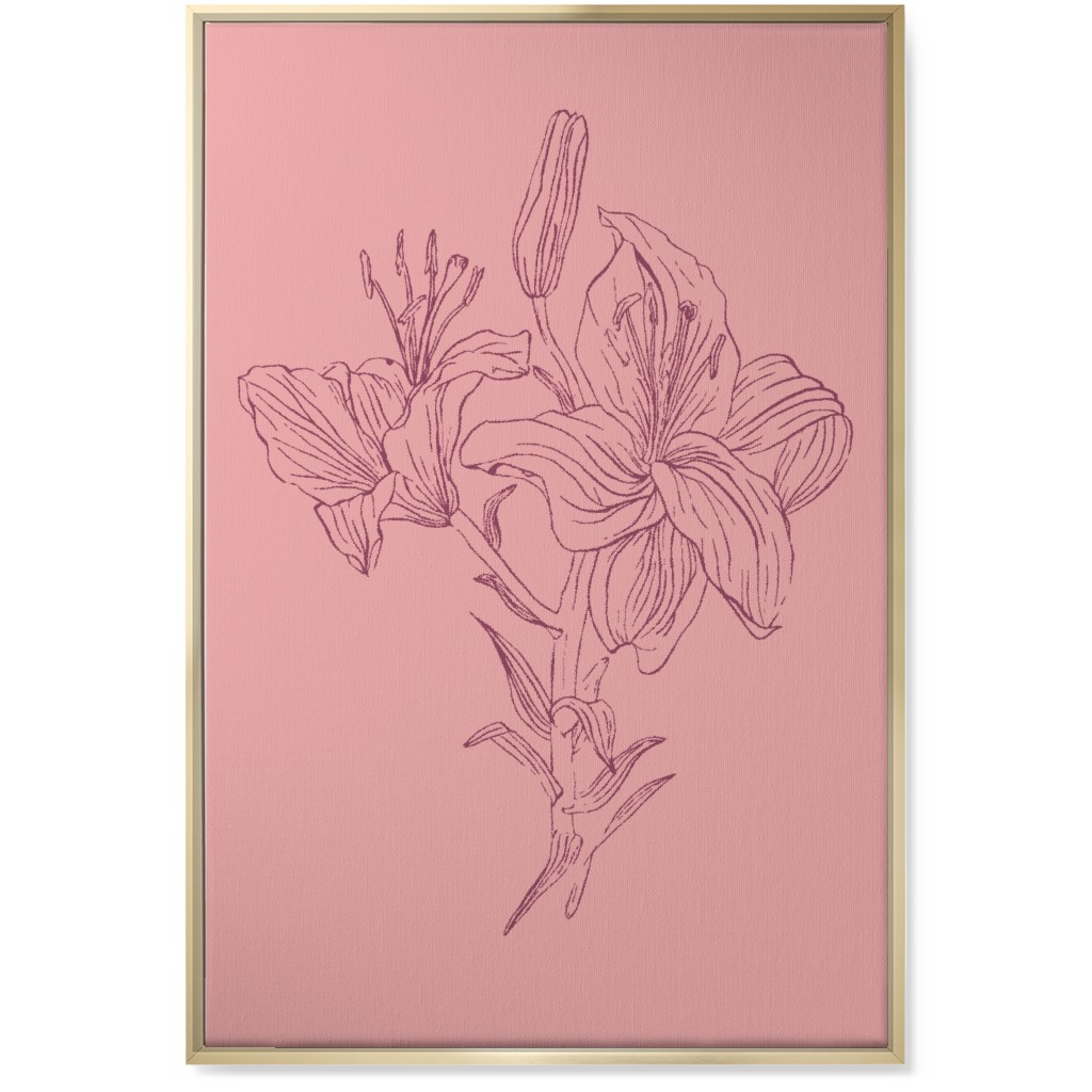 Lily - Pink Wall Art, Gold, Single piece, Canvas, 24x36, Pink, Bright Pink
