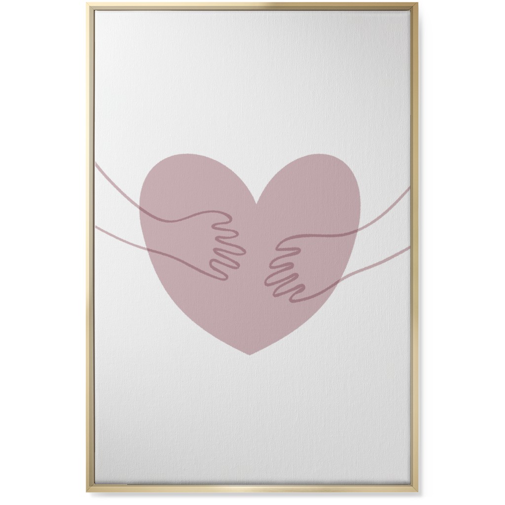 Hugs and Heart - Pink Wall Art, Gold, Single piece, Canvas, 24x36, Pink