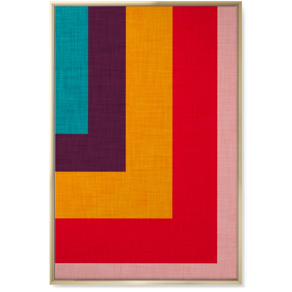 Abstract Mod Cube Wall Art, Gold, Single piece, Canvas, 24x36, Multicolor