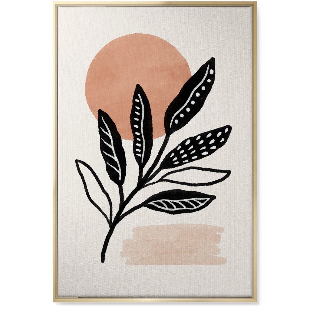 Leaves At Sunset Wall Art, Gold, Single piece, Canvas, 24x36, Beige