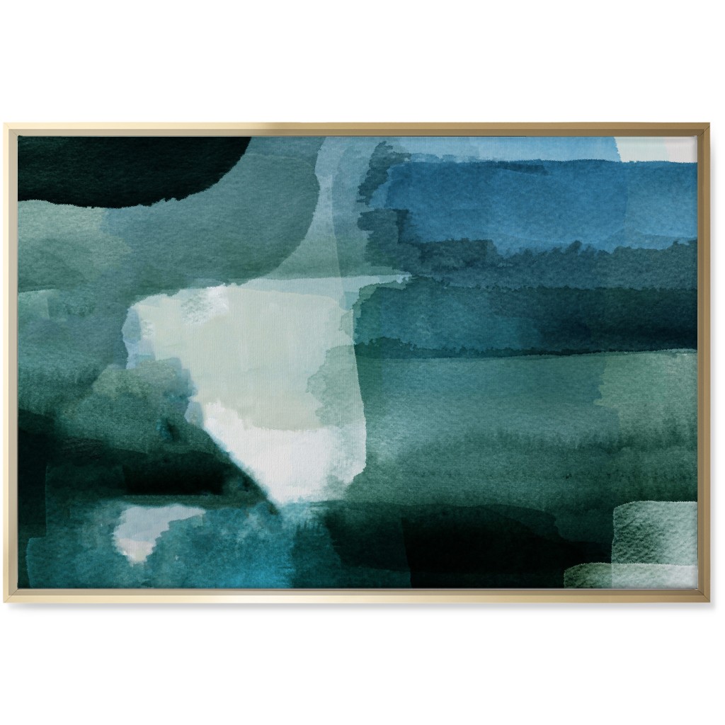 Abyss - Green and Blue Wall Art, Gold, Single piece, Canvas, 24x36, Green