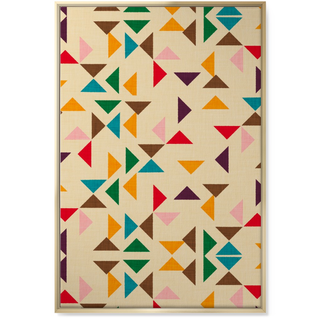 Kilim Triangle - Multi on Beige Wall Art, Gold, Single piece, Canvas, 24x36, Multicolor
