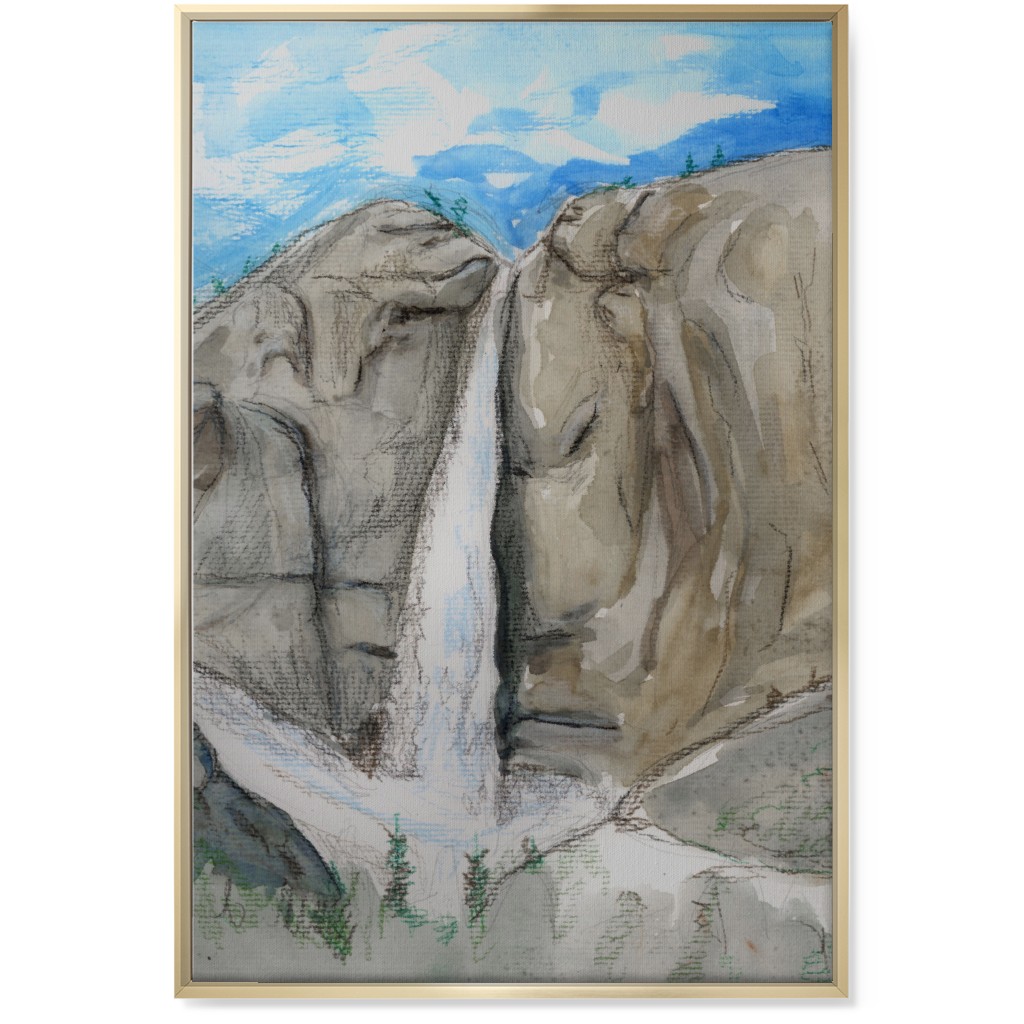 Many Faces of Bridalveil Falls in Yosemite National Park Wall Art, Gold, Single piece, Canvas, 24x36, Gray