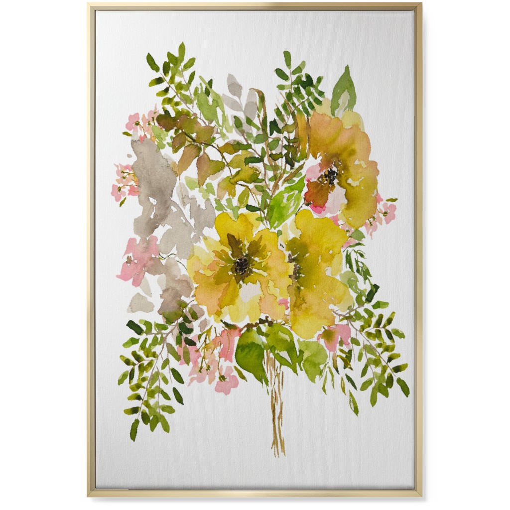 Floral Bouquet - Yellow Wall Art, Gold, Single piece, Canvas, 24x36, Yellow