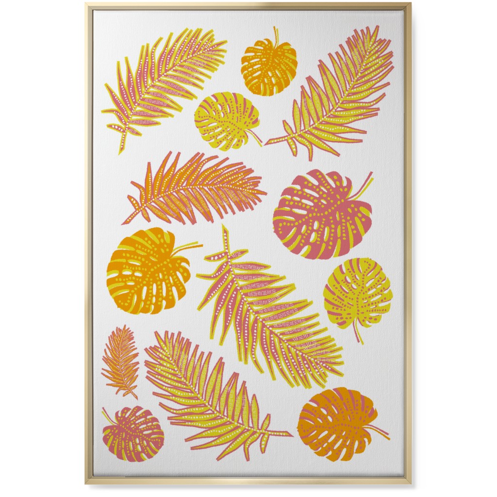 Optimistic Tropical Leaves - Multi Wall Art, Gold, Single piece, Canvas, 24x36, Orange, Orange