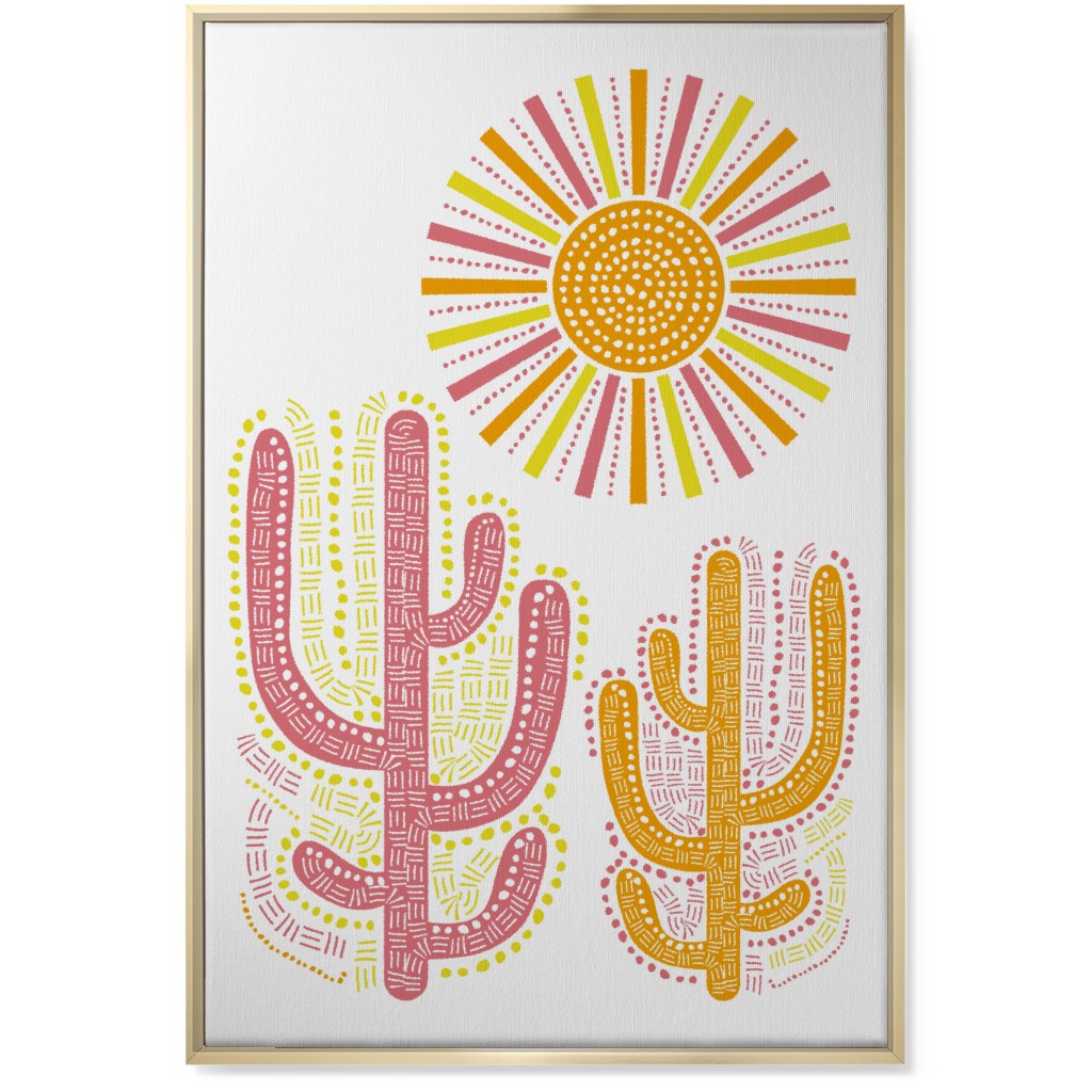 Boho Cactus and Sunny Summer - Warm Wall Art, Gold, Single piece, Canvas, 24x36, Multicolor