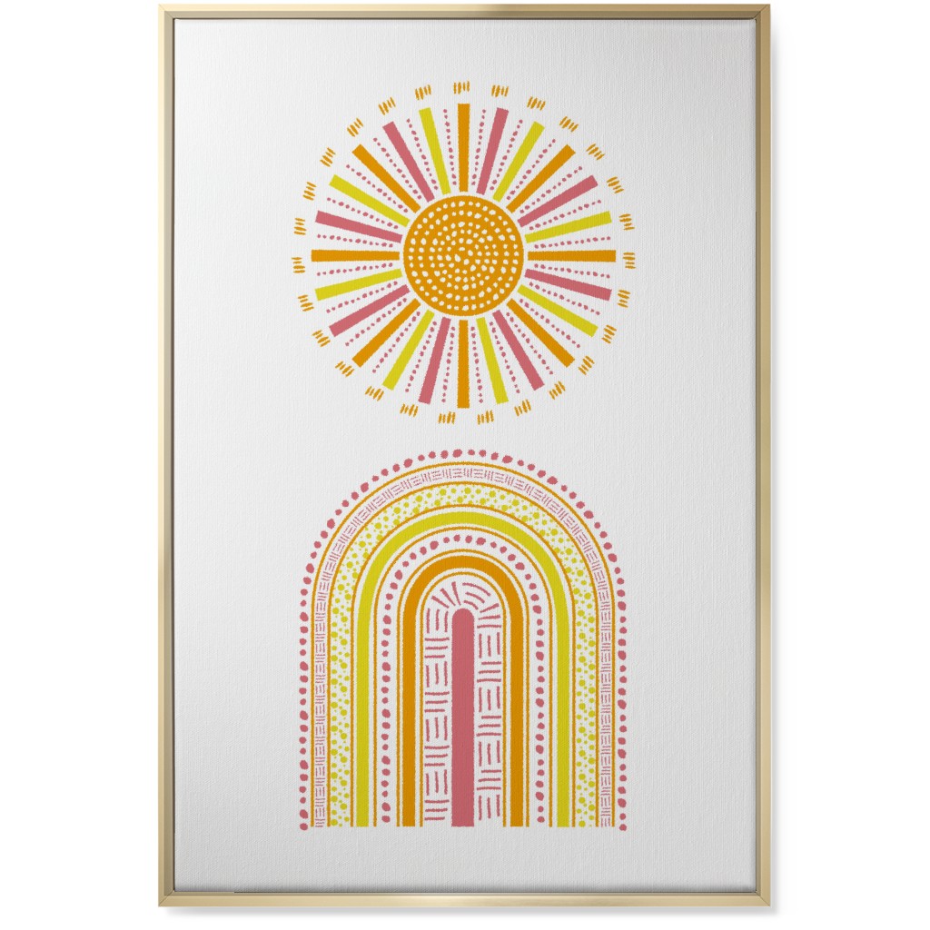 Boho Rainbow and Sun - Warm Wall Art, Gold, Single piece, Canvas, 24x36, Multicolor
