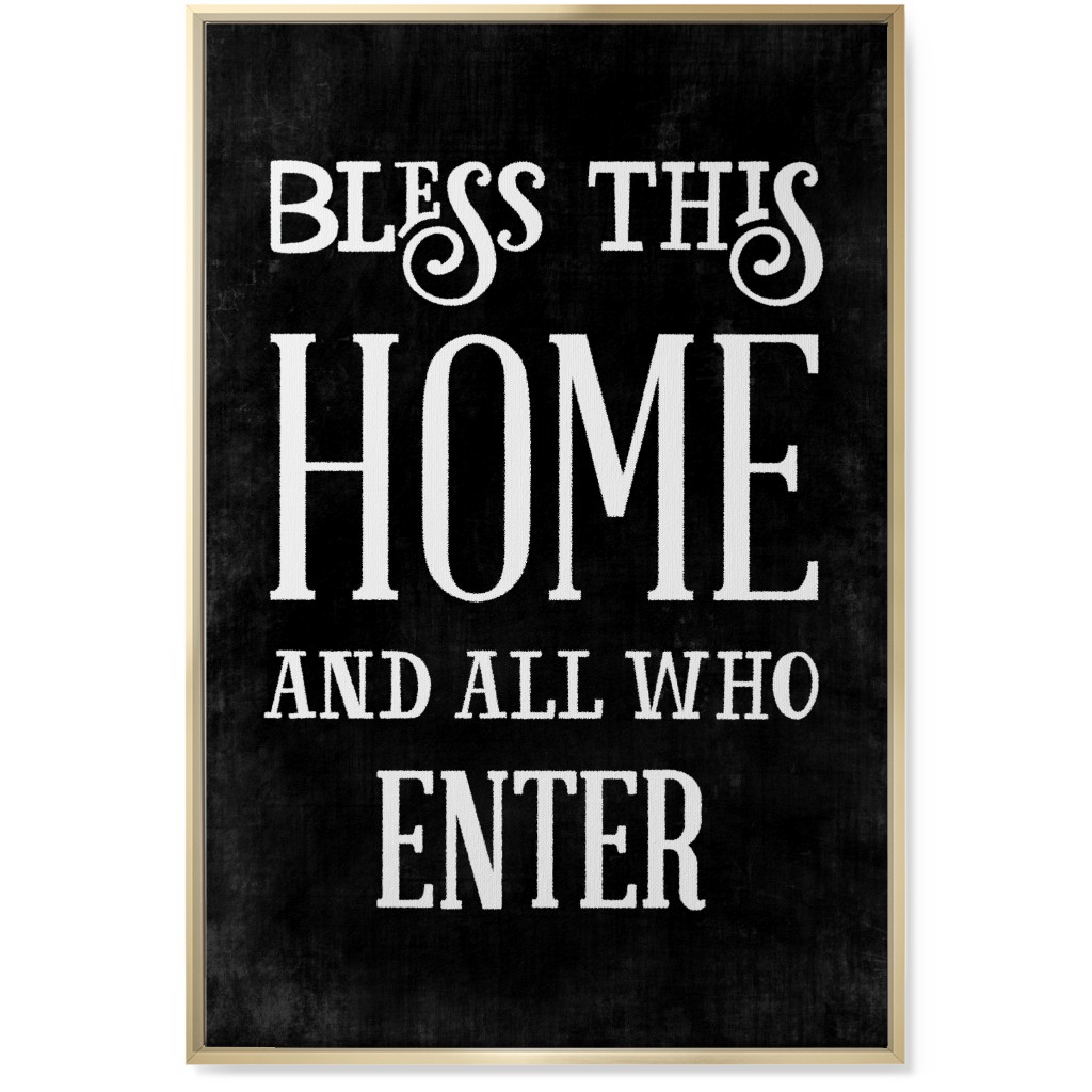 Bless This Home Wall Art, Gold, Single piece, Canvas, 24x36, Black