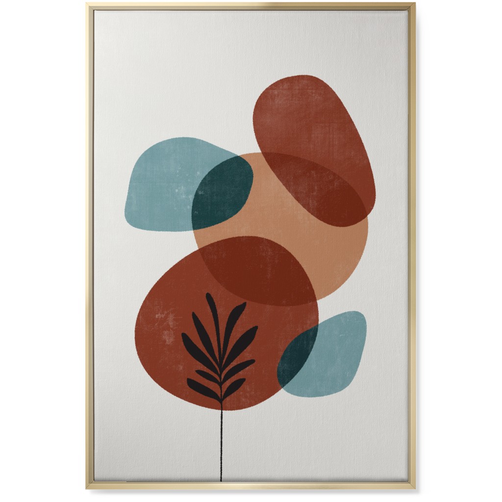 Abstract Leaf Orb - Terracotta and Ivory Wall Art, Gold, Single piece, Canvas, 24x36, Brown