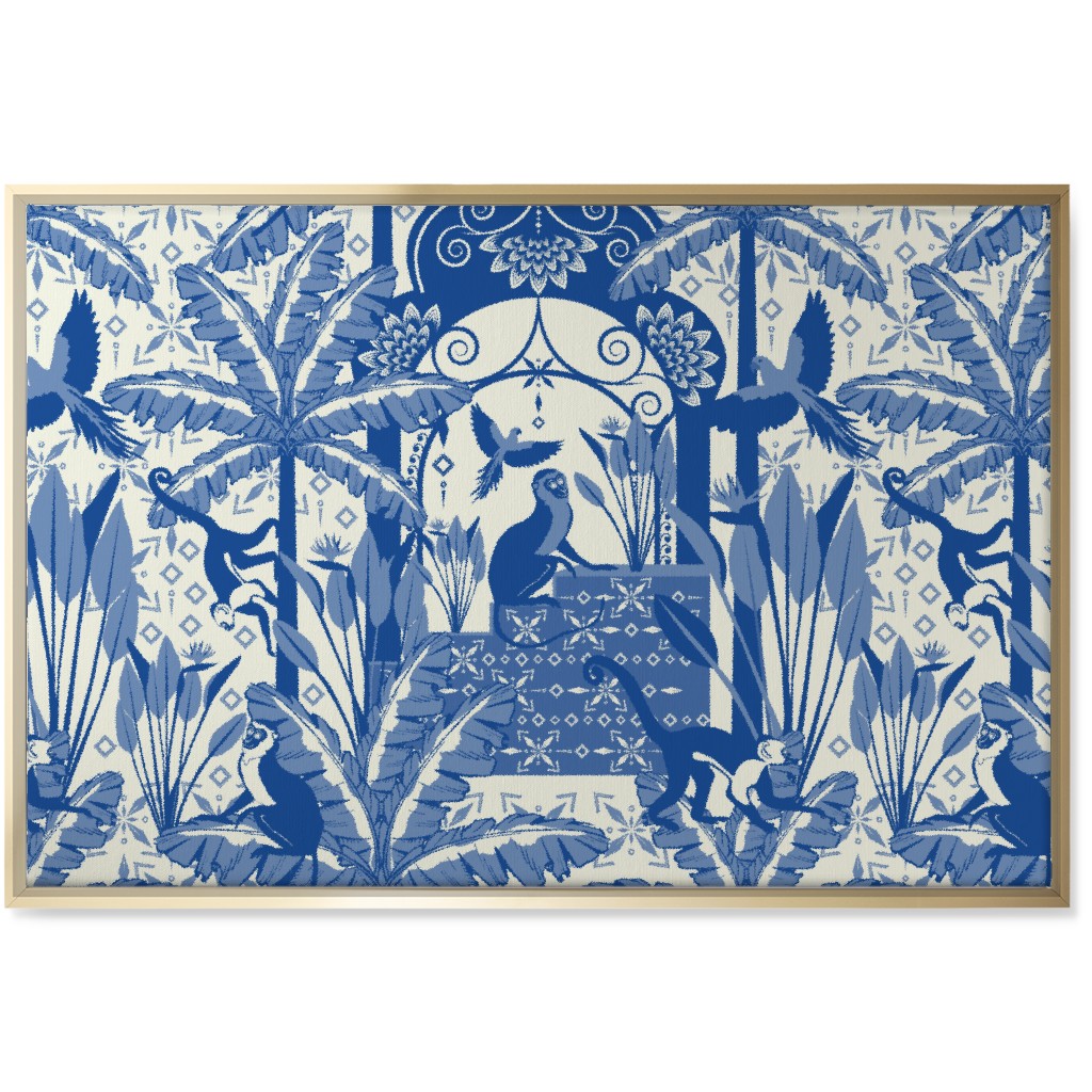 Exotic Tropical Garden Wall Art, Gold, Single piece, Canvas, 24x36, Blue