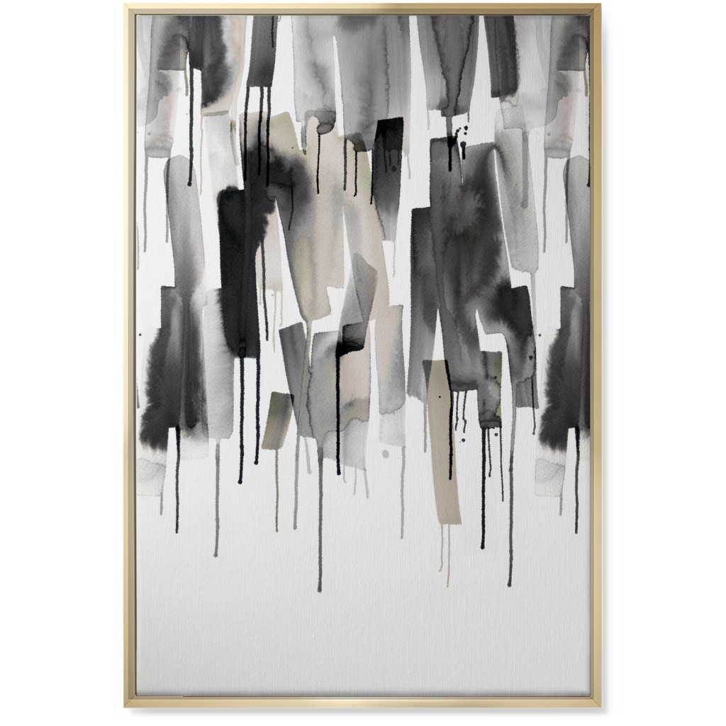 Watery Stripes Wall Art, Gold, Single piece, Canvas, 24x36, Gray, Smoke